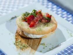 Jon Coombs Almond Cookie Sandwich with Vanilla Cream recipe  on Food Fighters