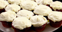 Ina Garten  red velvet cupcakes with cream cheese frosting on barefoot contessa