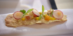 Crisp wafer served at the Law Society on MasterChef: The Professionals