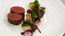 Mark’s venison with beetroot and oxtail sauce on MasterChef: The Professionals