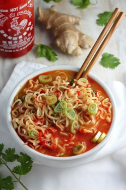 Spicy Sriracha Ramen Noodle Soup