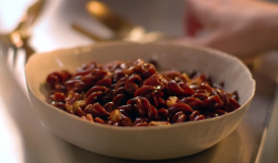 Nigella Lawson chocolate pasta with a dark butterscotch and pecan sauce on The Best Dishes Ever