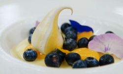 Natasha’s lemon posset with lemon curd on MasterChef