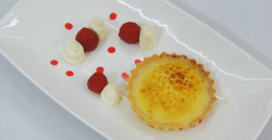 Tom’s lemon tart with raspberry sauce dessert on MasterChef