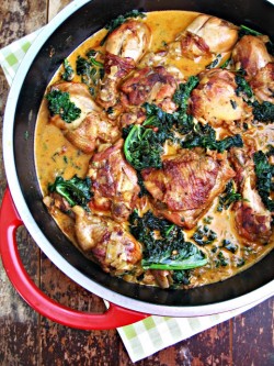 Braised Chicken and Kale with Paprika  and White Wine
