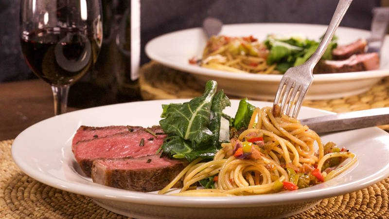 Rachael Ray’s Steak and Spaghetti with Pepper Sauce on The Rachael Ray Show