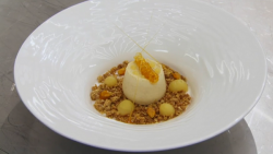 Steward’s apple crumble with pumpkin and custard on Masterchef