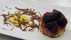 Farshad’s bread and butter pudding with chocolate  on Masterchef