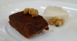 Hope’s fudge and sea salt chocolate brownie dessert on MasterChef