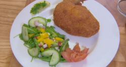 Helen and Lisa’s chicken keiv with a side salad on Chopping Block