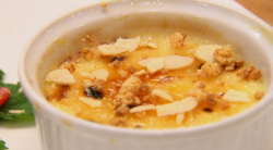 Stuart and George Thai inspired creme brulee dessert on chopping Block