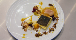 Juanita’s pan fired halibut with cauliflower and curry oil dish on MasterChef