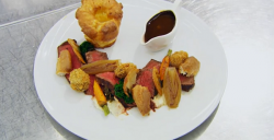 Jack’s fillet of beef with Yorkshire pudding and onion gravy dinner on Masterchef