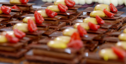 Geroge, Sian and Julien’s petit antoine chocolate slices on Bake Off Creme de la Creme