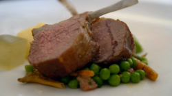 Kenny’s  rack of lamb with peas dish on the Food Chain