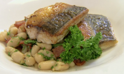 Rosemary  Shrager’s seared mackerel with cannellini beans on Chopping Block