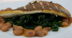 Jacob’s pan fried sea bream with bolita beans and salsa Verde dish on MasterChef