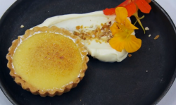 Juanita orange tart with rose and cardamon cream on MasterChef