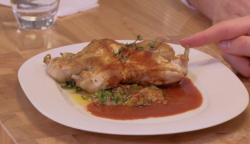 Teresa and Jamie spatchcocked Poussin with red wine jus on Chopping Block