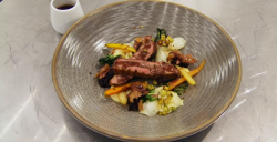 Pedro mum’s alternative Christmas dinner pan fried duck with rasbery and port sauce on Mas ...