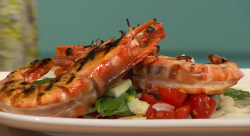 Chargrilled prawns with peri sauce on Sunday Brunch