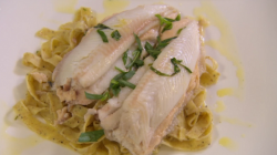 Samantha and Graham lemon sole with tagliatelle dish on Chopping Block