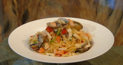 Theo Randall spaghettini with Spaghetti  and clams dish on Saturday Kitchen