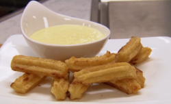 Saffire and Zedd’s churros with creme patissiere dip  on Chopping Block