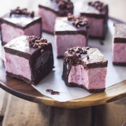 Raspberry brownie ice cream sandwiches