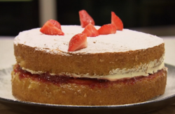 Conrod and Curtis Victoria sponge dessert using Curtis mum’s recipe on Chopping Block