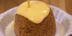 John Whaite’s Walnut and banana steam pudding with custard on Chopping Block