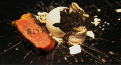 Michael O’Hare’s BBQ rib of beef with eatable egg shells dish on Masterchef