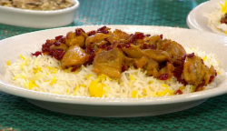 Yasmin Khan Iranian chicken dish on Sunday Brunch