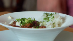 The Hairy Bikers  gourmets  chilli, minced beef and diced beef  steak with chocolate dish