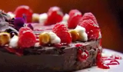 Charlie’s chocolate cake with strawberries on MasterChef Australia