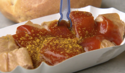 German currywurst fast food using curry powder on Rick Stein’s Long Weekends