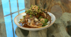 Andy Oliver’s deep-fried sea bass with Issan-style salad on Saturday Kitchen