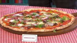 Daniel Young’s homeslice pizza with oxtail on Sunday Brunch