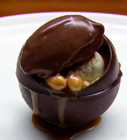 Karmen’s chocolate decadence with mousse and miso caramel dessert on MasterChef Australia