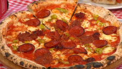 Daniel Young pepperoni pizza on Sunday Brunch