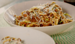 The Hemsley Sisters beef ragu with courgette noodles on Eating Well With Hemsley and Hemsley