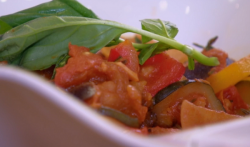 Joshua and Hadleigh’s ratatouille with steak dish on Chopping Block