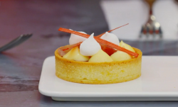 Mark team’s rhubarb and custard dessert on the Bake Off Creme de la Creme final