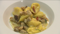 Mario’s raviolini stuffed with sweet onions and Parmesan cheese on Rick Stein’s Long ...