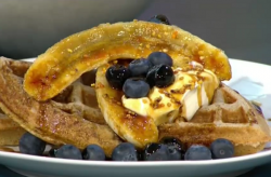 Waffles with banana and berries on The Saturday Show