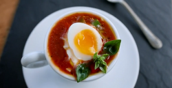 The Hairy Bikers gazpacho with hard boiled quails egg on the Hairy Bikers Everyday Gourmets