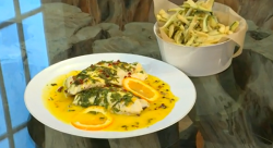 Russell Norman’s John Dory fillets with orange, peppercorns and courgette fries dish on Sa ...