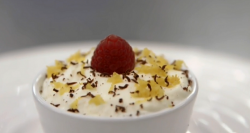 Neil’s lemon mousse dessert on  Celebrity MasterChef