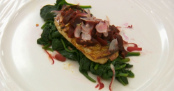 Donna Air’s pan fried mackerel with spinach and beetroot starter on Celebrity Masterchef UK