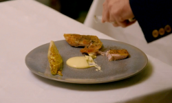 Ollie’s roast pork jowl dish on Top Gear